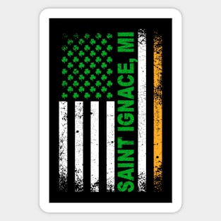 Irish American Flag SAINT IGNACE, MI Sticker